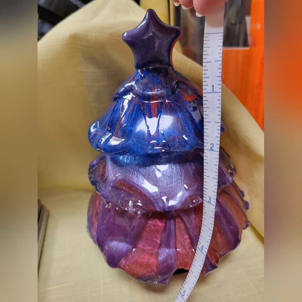"Bisexuali-tree" Handcrafted Purple, Pink & Blue Shimmer Resin Tree Sculpture - Picture 10 of 14